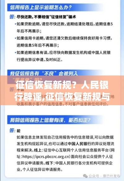 关于征信恢复新规与人民银行辟谣，重塑信用体系的双重保障行动