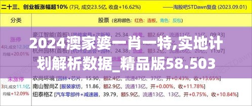 2024澳家婆一肖一特,实地计划解析数据_精品版58.503