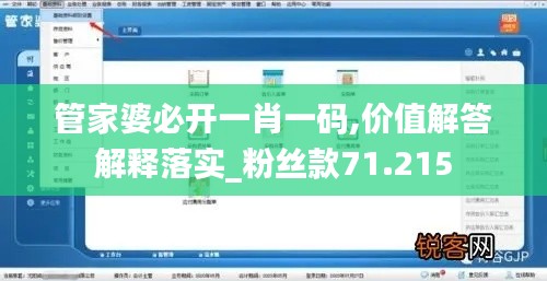 管家婆必开一肖一码,价值解答解释落实_粉丝款71.215