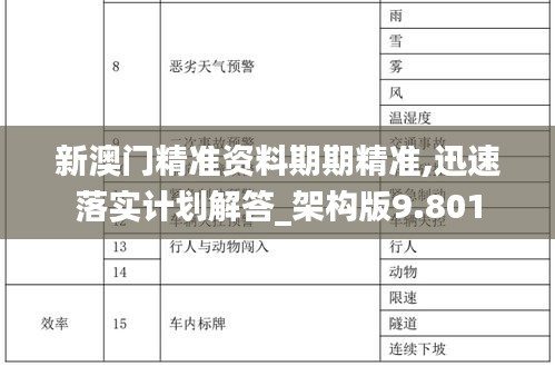 新澳门精准资料期期精准,迅速落实计划解答_架构版9.801