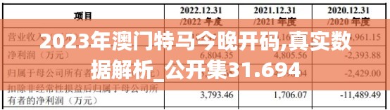 2023年澳门特马今晚开码,真实数据解析_公开集31.694