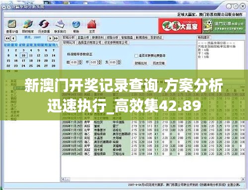 新澳门开奖记录查询,方案分析迅速执行_高效集42.89