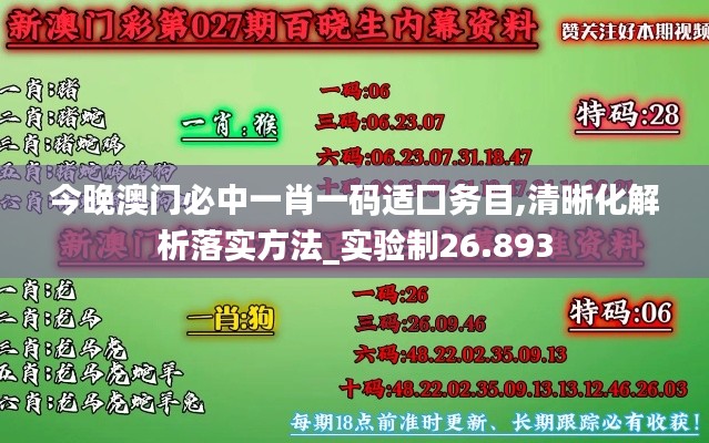 今晚澳门必中一肖一码适囗务目,清晰化解析落实方法_实验制26.893