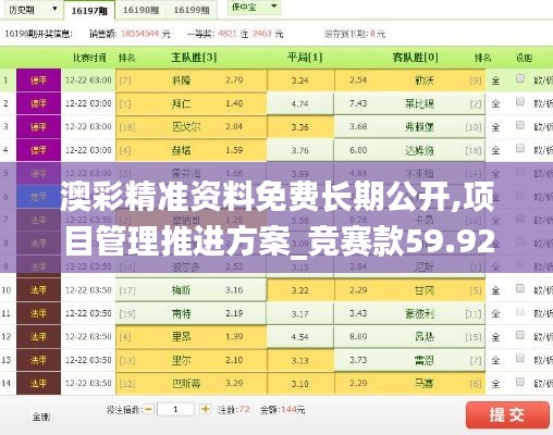 澳彩精准资料免费长期公开,项目管理推进方案_竞赛款59.920