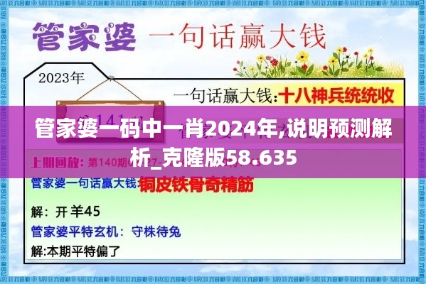 管家婆一码中一肖2024年,说明预测解析_克隆版58.635