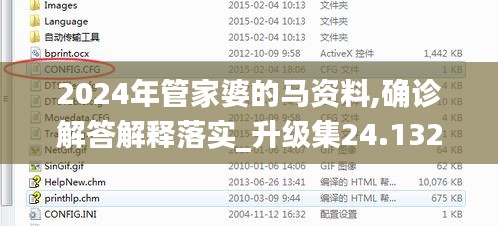 2024年管家婆的马资料,确诊解答解释落实_升级集24.132