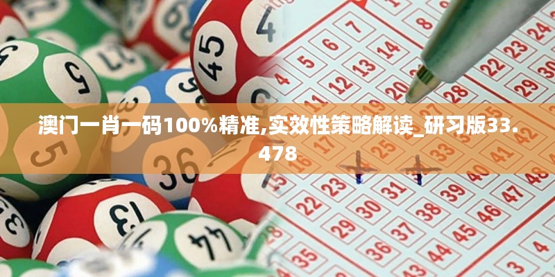 澳门一肖一码100%精准,实效性策略解读_研习版33.478