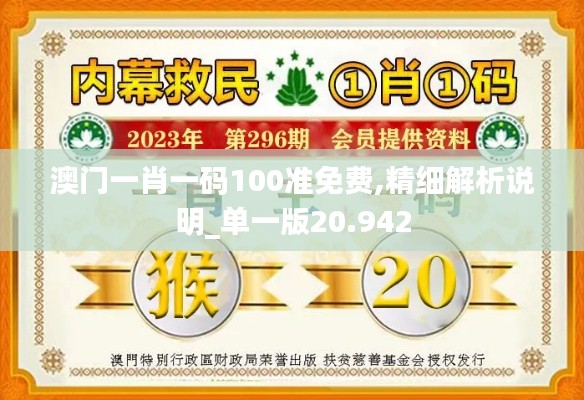 澳门一肖一码100准免费,精细解析说明_单一版20.942