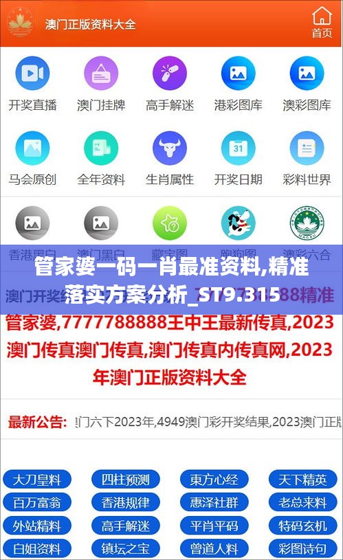 管家婆一码一肖最准资料,精准落实方案分析_ST9.315