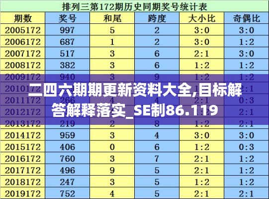 二四六期期更新资料大全,目标解答解释落实_SE制86.119