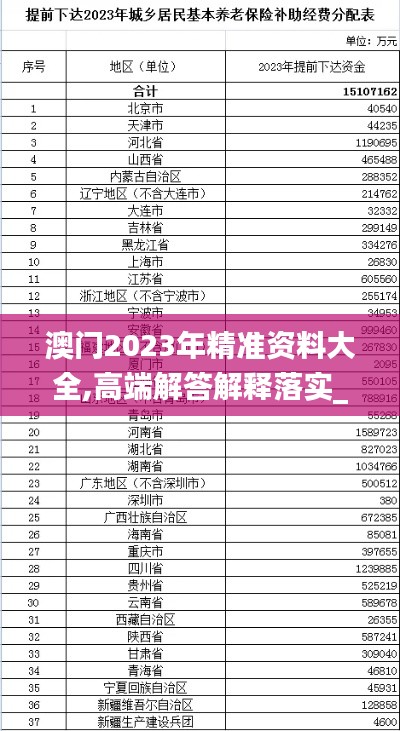 澳门2023年精准资料大全,高端解答解释落实_完美版17.941