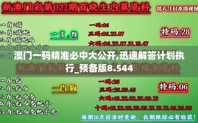 澳门一码精准必中大公开,迅速解答计划执行_预备版8.544