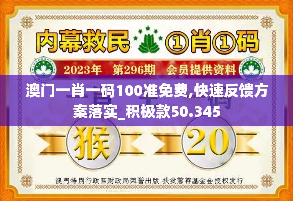 澳门一肖一码100准免费,快速反馈方案落实_积极款50.345