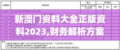 新澳门资料大全正版资料2023,财务解析方案_冰爽款21.084