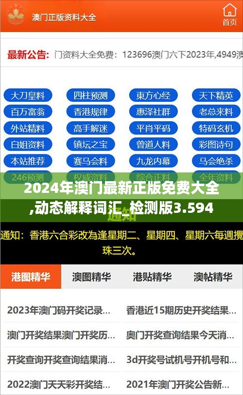 2024年澳门最新正版免费大全,动态解释词汇_检测版3.594