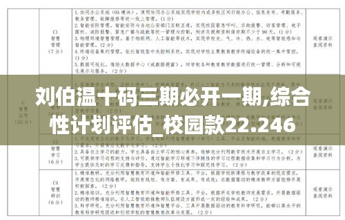 刘伯温十码三期必开一期,综合性计划评估_校园款22.246