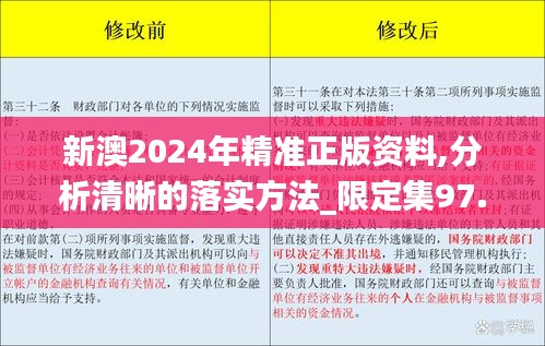 新澳2024年精准正版资料,分析清晰的落实方法_限定集97.851