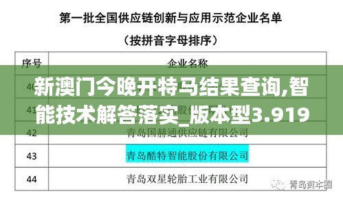 新澳门今晚开特马结果查询,智能技术解答落实_版本型3.919