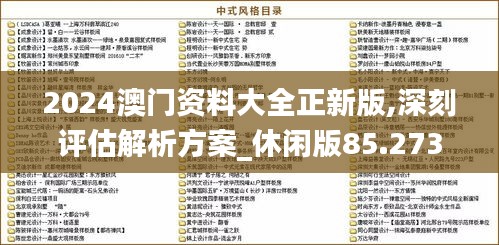 2024澳门资料大全正新版,深刻评估解析方案_休闲版85.273