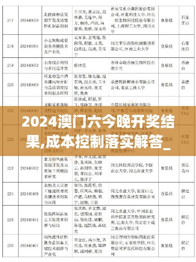 2024澳门六今晚开奖结果,成本控制落实解答_合适版89.913