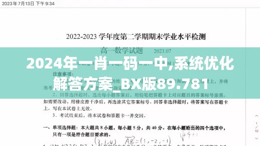 2024年一肖一码一中,系统优化解答方案_BX版89.781