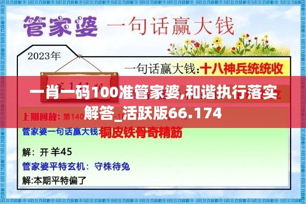 一肖一码100准管家婆,和谐执行落实解答_活跃版66.174