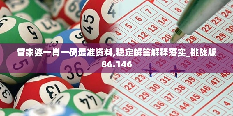 管家婆一肖一码最准资料,稳定解答解释落实_挑战版86.146