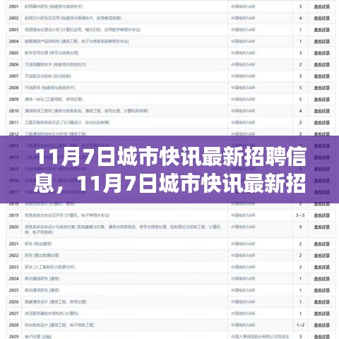 11月7日城市快讯最新招聘信息全解析与评测