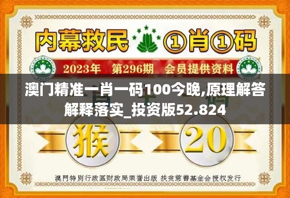 澳门精准一肖一码100今晚,原理解答解释落实_投资版52.824