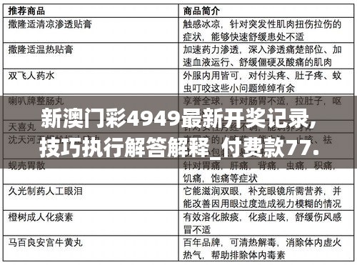 新澳门彩4949最新开奖记录,技巧执行解答解释_付费款77.952