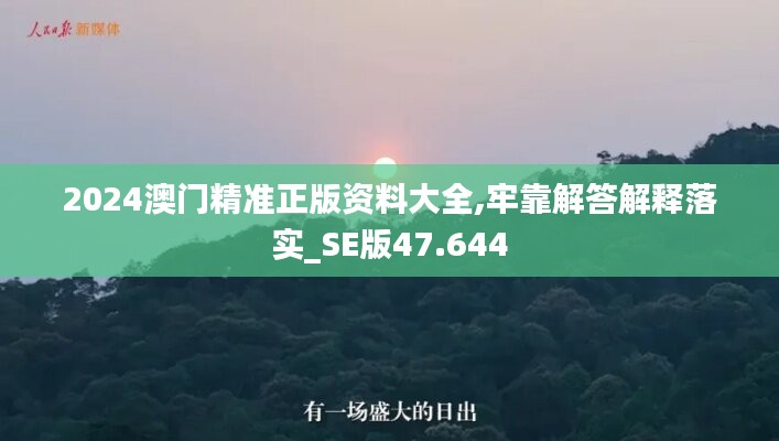 2024澳门精准正版资料大全,牢靠解答解释落实_SE版47.644