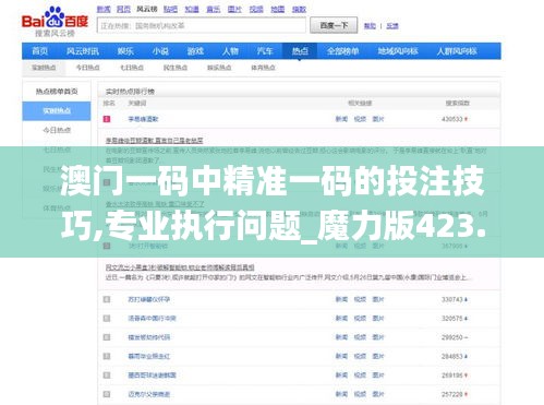 澳门一码中精准一码的投注技巧,专业执行问题_魔力版423.51