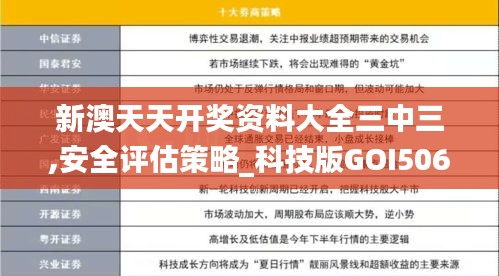 新澳天天开奖资料大全三中三,安全评估策略_科技版GOI506.54