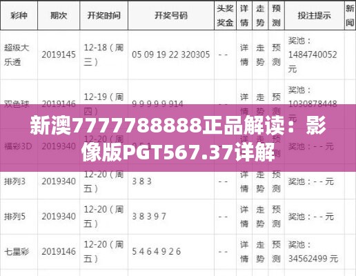 新澳7777788888正品解读：影像版PGT567.37详解