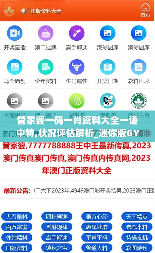 管家婆一码一肖资料大全一语中特,状况评估解析_迷你版GYT945.73