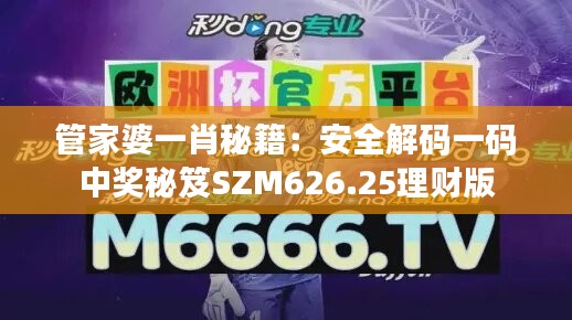 管家婆一肖秘籍：安全解码一码中奖秘笈SZM626.25理财版