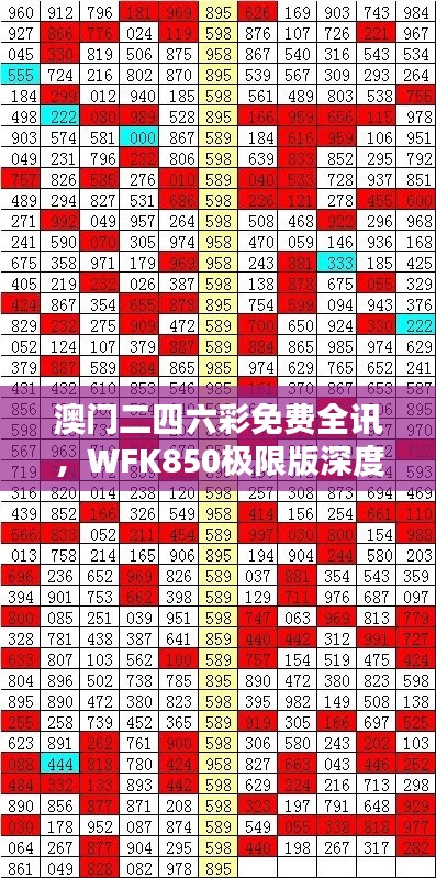 澳门二四六彩免费全讯，WFK850极限版深度解析