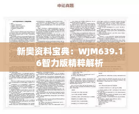 新奥资料宝典：WJM639.16智力版精粹解析