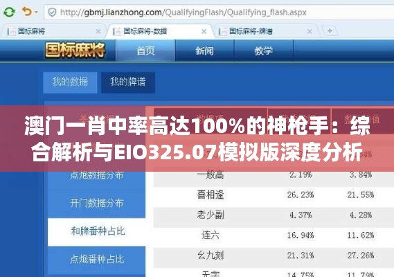 澳门一肖中率高达100%的神枪手：综合解析与EIO325.07模拟版深度分析