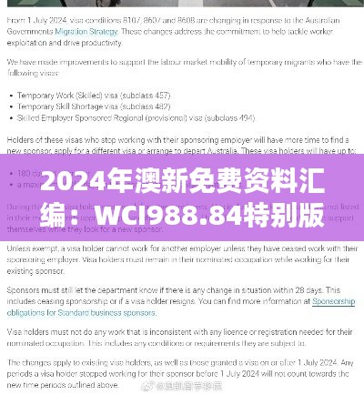 2024年澳新免费资料汇编：WCI988.84特别版决策指南