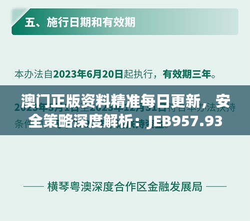 澳门正版资料精准每日更新，安全策略深度解析：JEB957.93专版