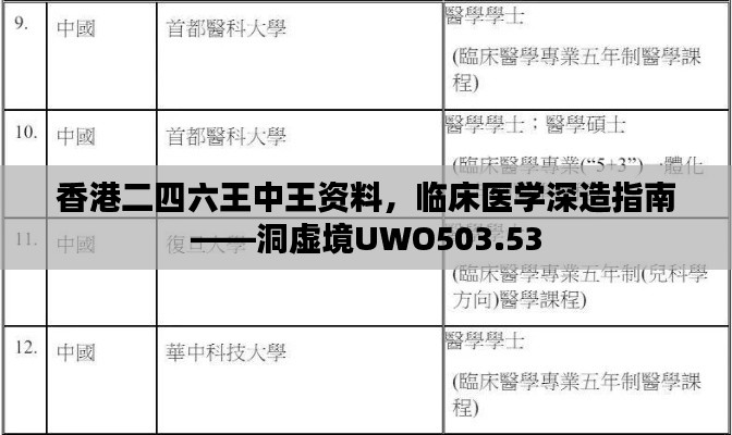 香港二四六王中王资料，临床医学深造指南——洞虚境UWO503.53