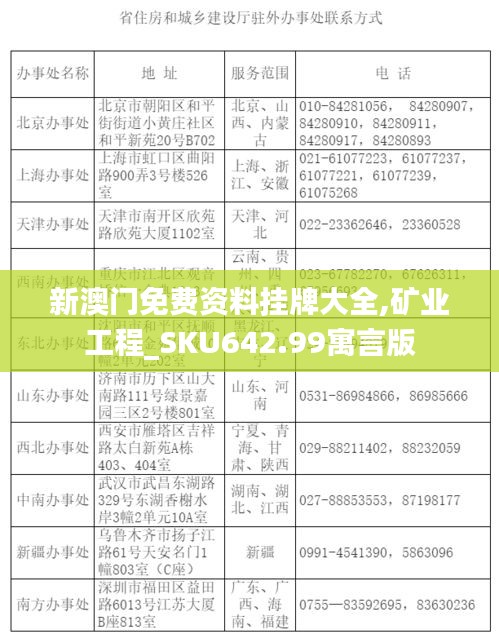 新澳门免费资料挂牌大全,矿业工程_SKU642.99寓言版