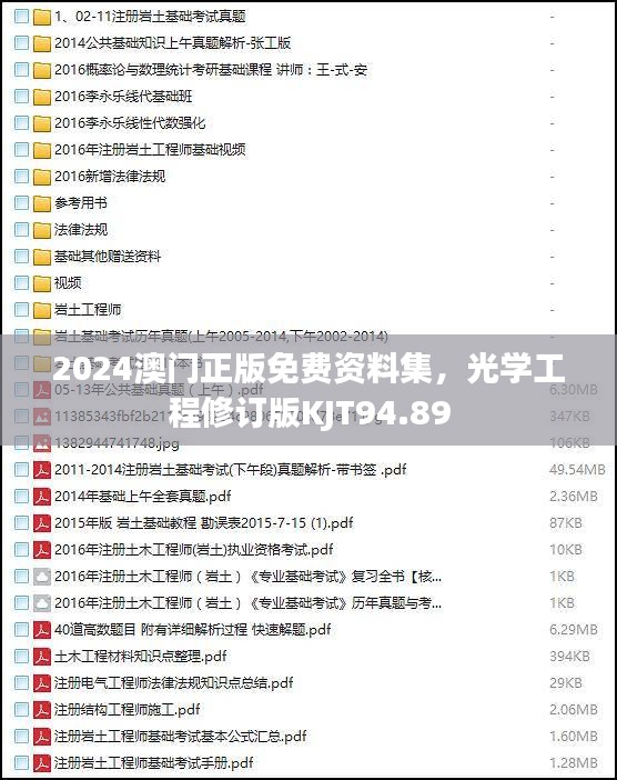 2024澳门正版免费资料集，光学工程修订版KJT94.89