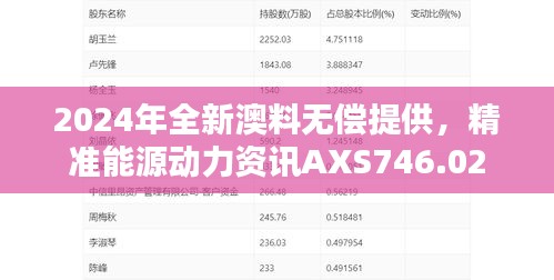 2024年全新澳料无偿提供，精准能源动力资讯AXS746.02