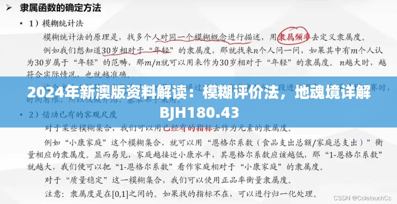 2024年新澳版资料解读：模糊评价法，地魂境详解BJH180.43