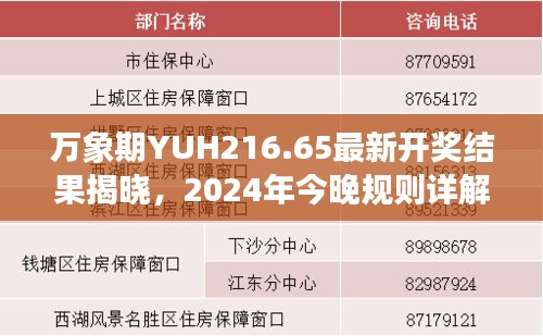 万象期YUH216.65最新开奖结果揭晓，2024年今晚规则详解