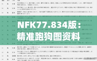 NFK77.834版：精准跑狗图资料解析，形象阐释