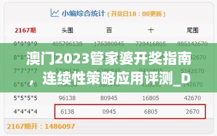 澳门2023管家婆开奖指南，连续性策略应用评测_DDX62.373升级版本