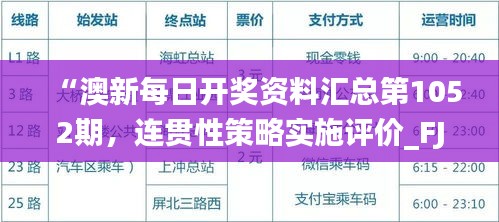 “澳新每日开奖资料汇总第1052期，连贯性策略实施评价_FJI61.501娱乐版”